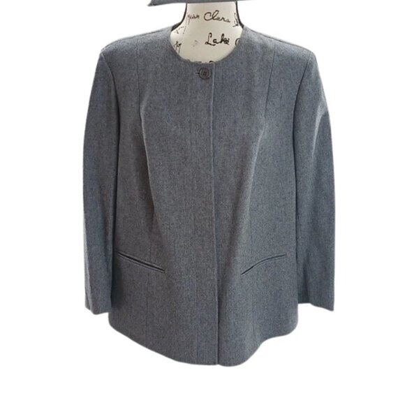 Pendleton Vintage Blazer Gray Wool Vintage Neru Collar Button Down Classic - Picture 1 of 5